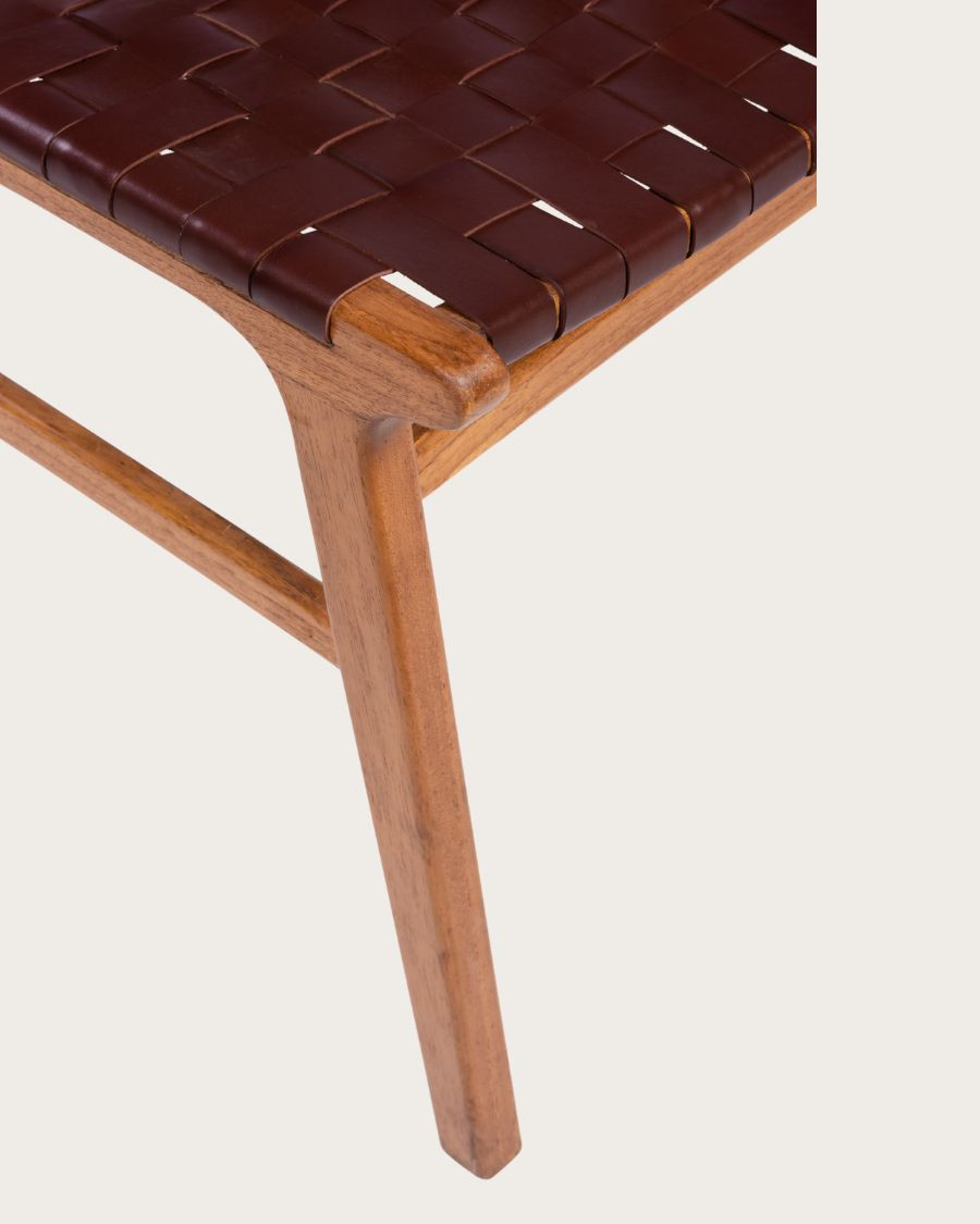 Forma - Solid teak and woven leather chair