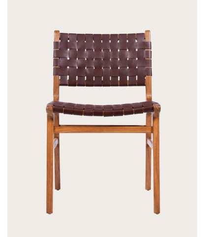 Forma - Chaise en bois massif de teck et cuir tressé