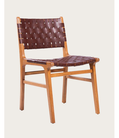 Forma - Chaise en bois massif de teck et cuir tressé