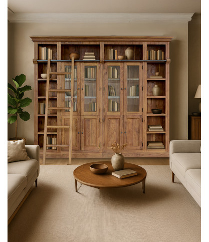 Annisa - Libreria in legno massello di teak riciclato, 250 cm