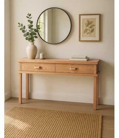 Nara - Consolle in legno con 2 cassetti, 130 cm