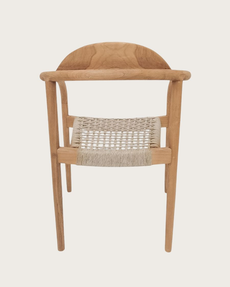 Kima - Silla de teca maciza y cuerda beige