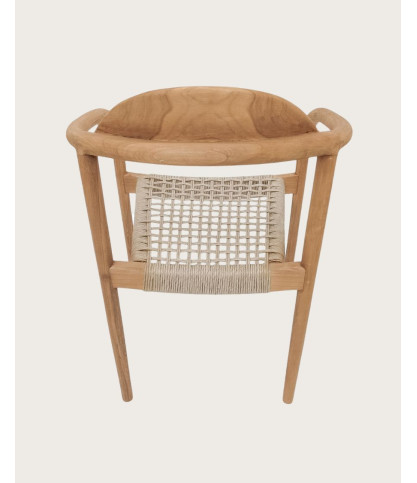 Kima - Silla de teca maciza y cuerda beige