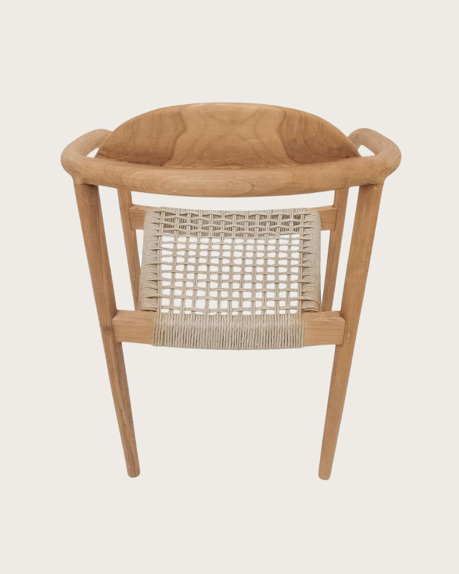 Kima - Silla de teca maciza y cuerda beige