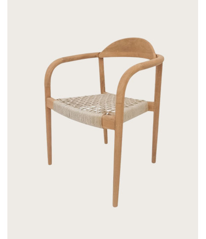 Kima - Solid teak and beige rope chair