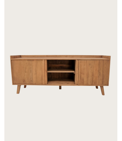 Brume - Mueble para TV de madera maciza de teca de 196 cm