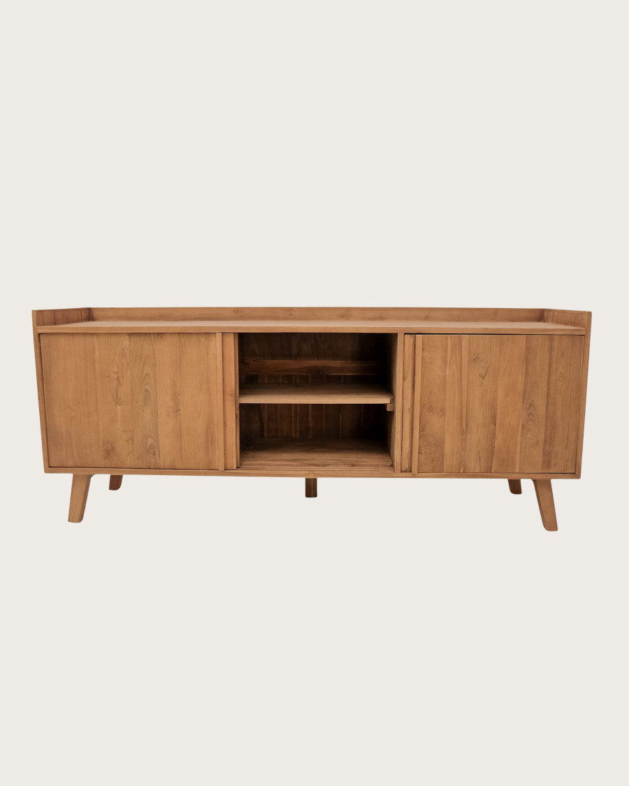 Brume - Mueble para TV de madera maciza de teca de 196 cm