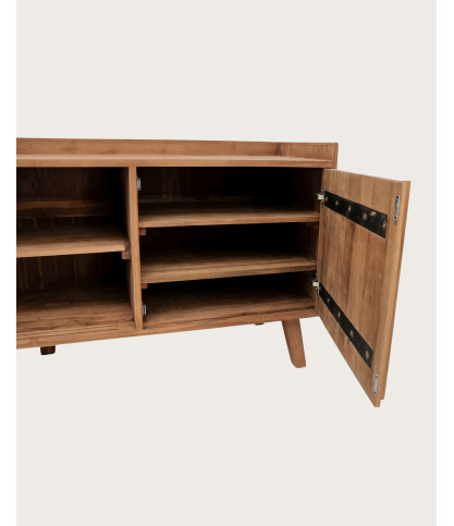 TV-Ständer aus massivem Teakholz, 196 cm