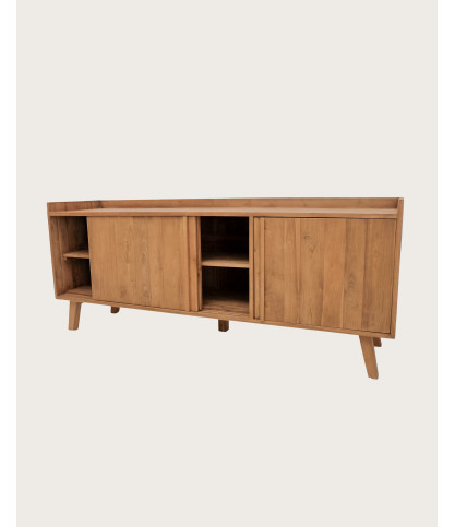 Brume - Meuble tv en bois massif de teck 196 cm