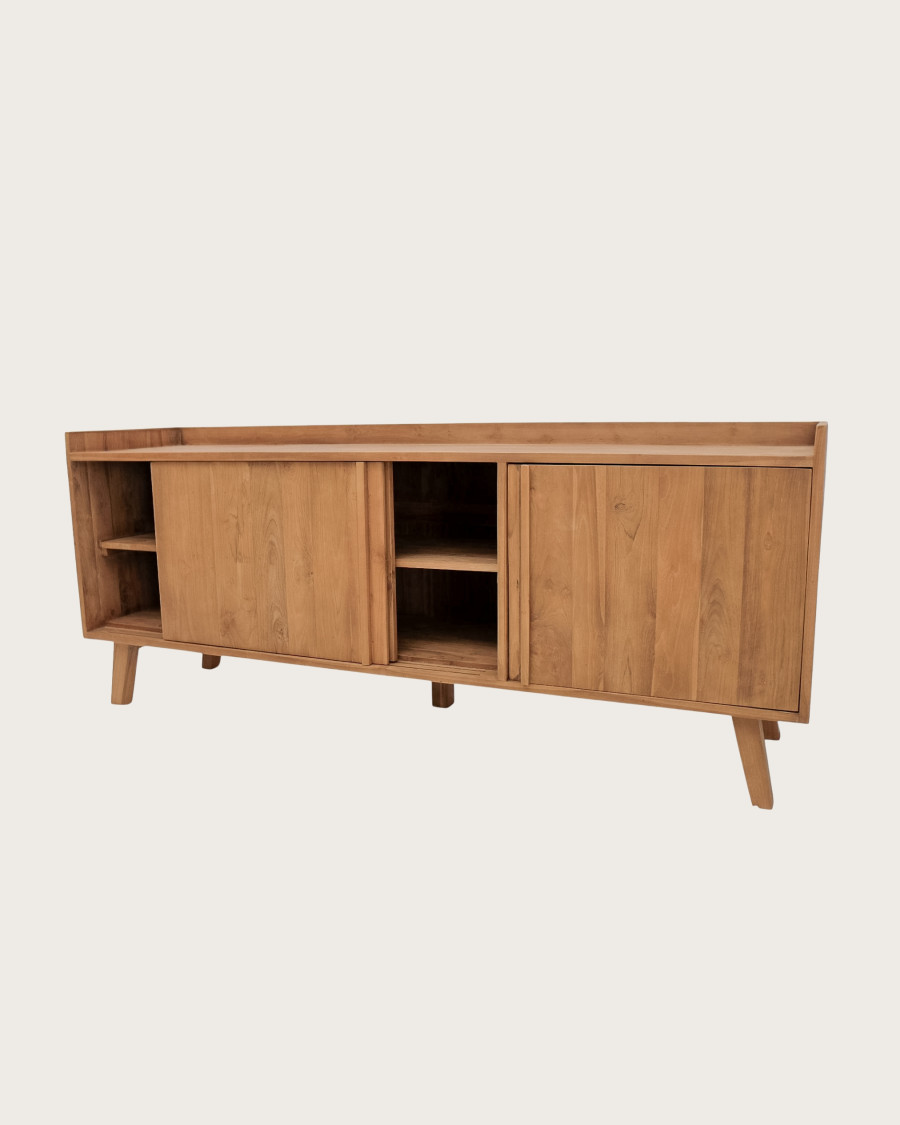Brume - Meuble tv en bois massif de teck 196 cm