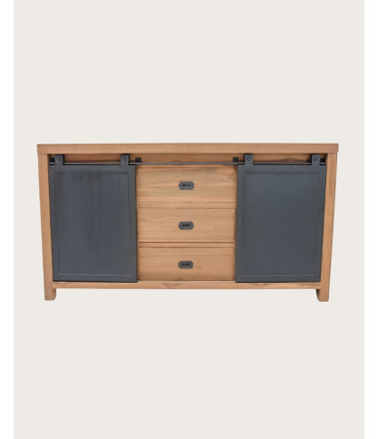 Industriell - 2 türiger Badezimmerschrank aus Holz