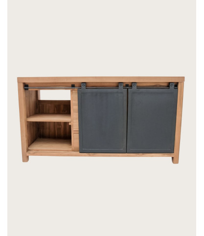 Industriell - 2 türiger Badezimmerschrank aus Holz