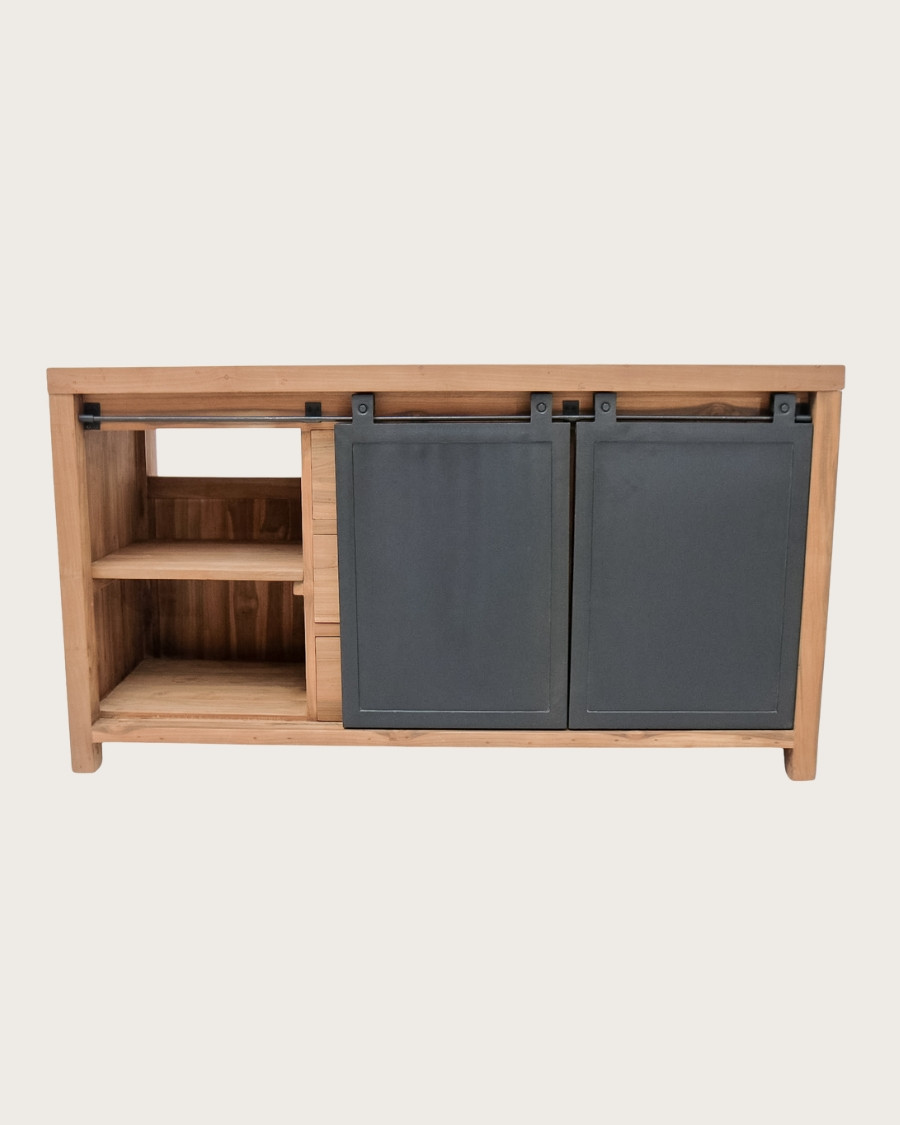 Industriell - 2 türiger Badezimmerschrank aus Holz