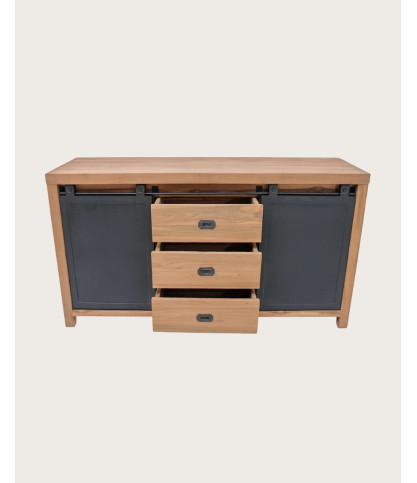 Industriell - 2 türiger Badezimmerschrank aus Holz