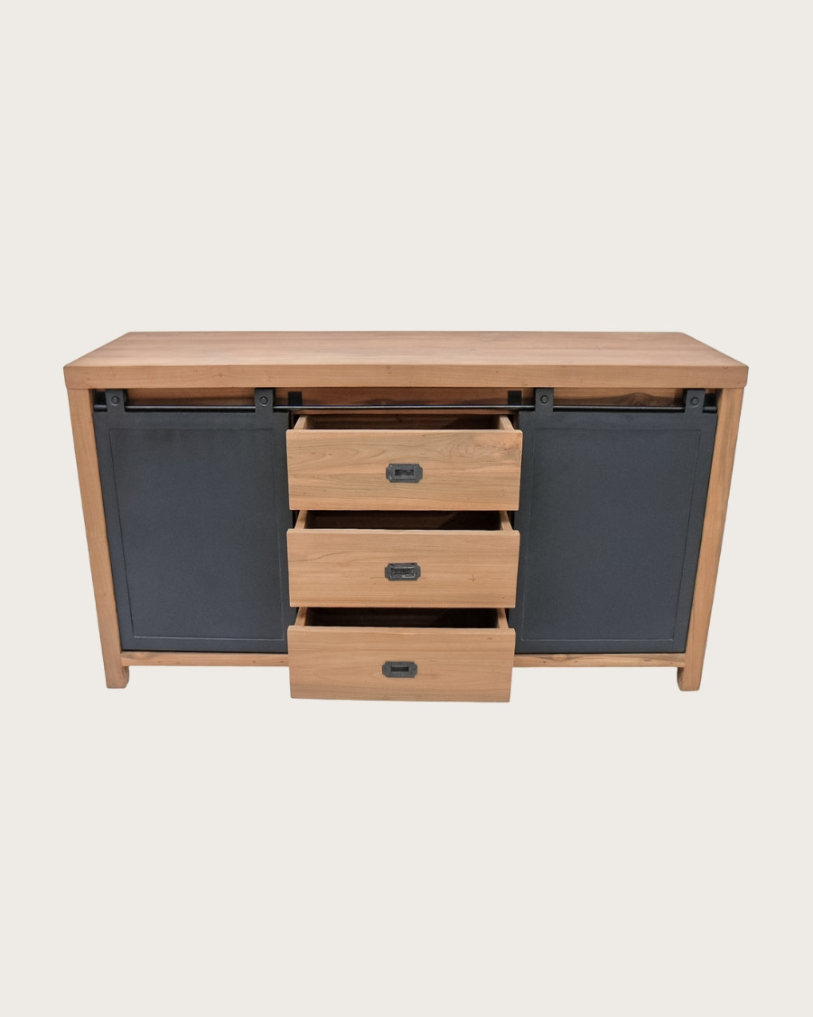 Industrial - Mueble de baño de madera de 2 puertas
