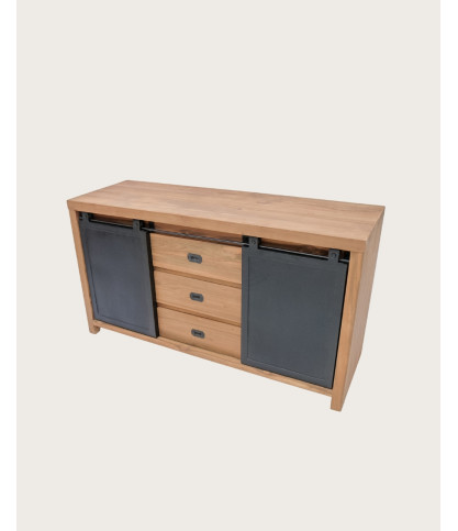 Industriell - 2 türiger Badezimmerschrank aus Holz