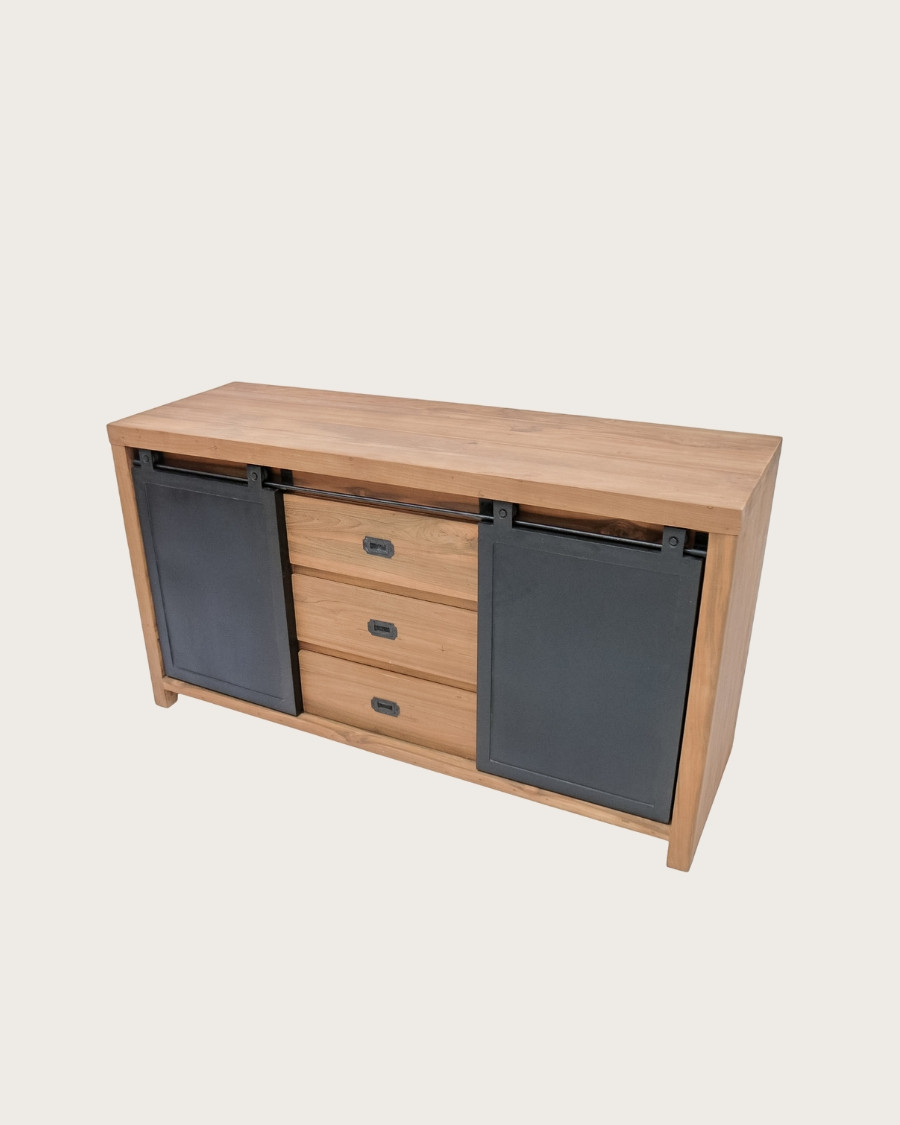 Industriell - 2 türiger Badezimmerschrank aus Holz