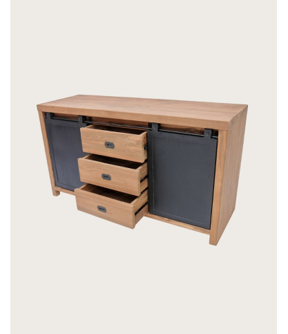 Industriell - 2 türiger Badezimmerschrank aus Holz