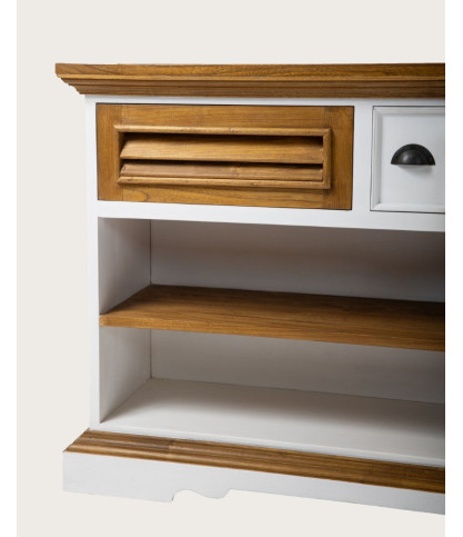 Inda - Sungkai wood console table - White and natural