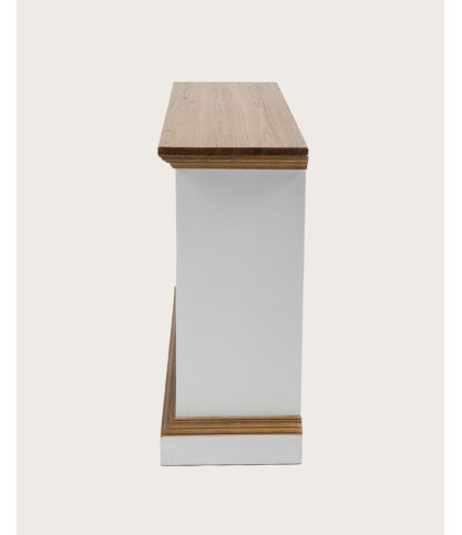 Inda - Consola de madera maciza Sungkai - Blanco y natural