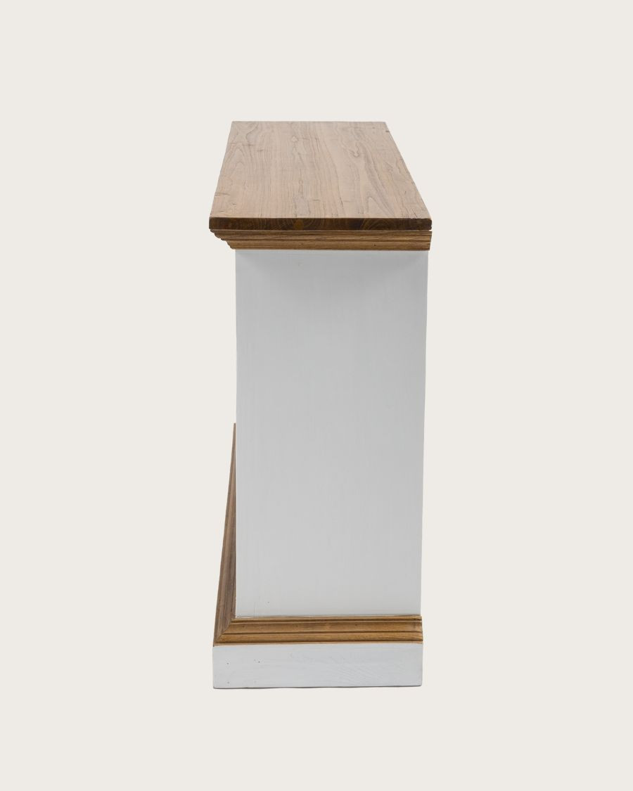 Inda - Console en bois de Sungkai - Blanc et naturel