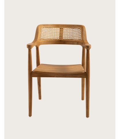 Sienne - Lot de 2 chaises en teck avec détail rotin