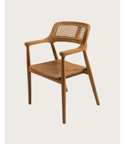 Sienne - Lot de 2 chaises en teck avec détail rotin