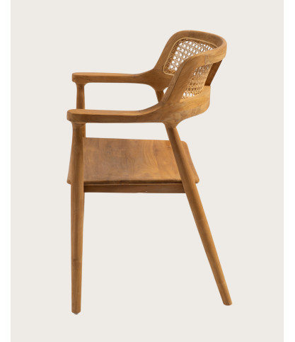 Sienne - Lot de 2 chaises en teck avec détail rotin