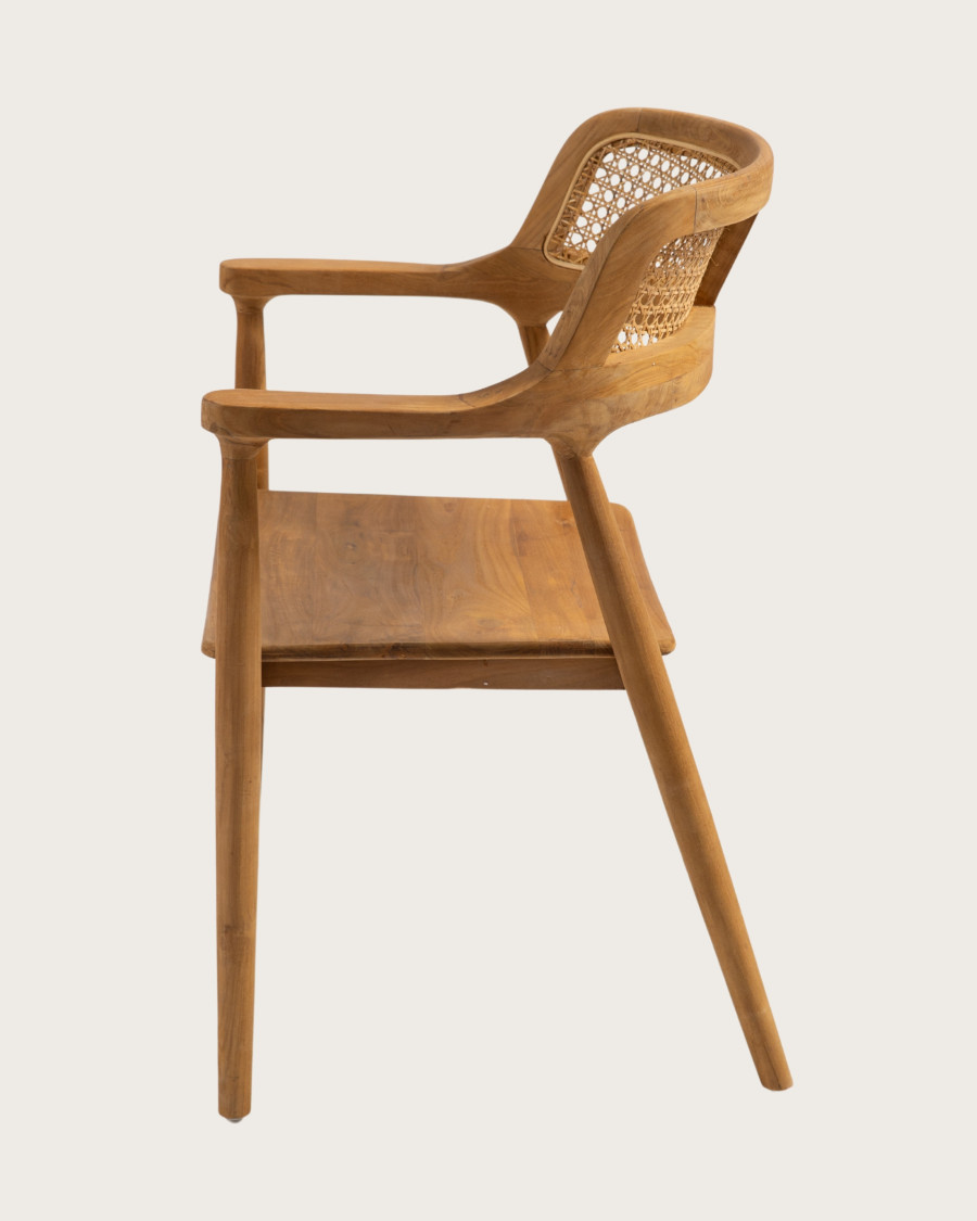 Sienne - Lot de 2 chaises en teck avec détail rotin