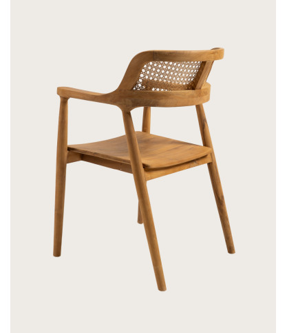 Sienne - Sedia in teak con dettagli in rattan