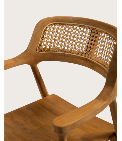 Sienne - Silla de teca con detalles de ratán