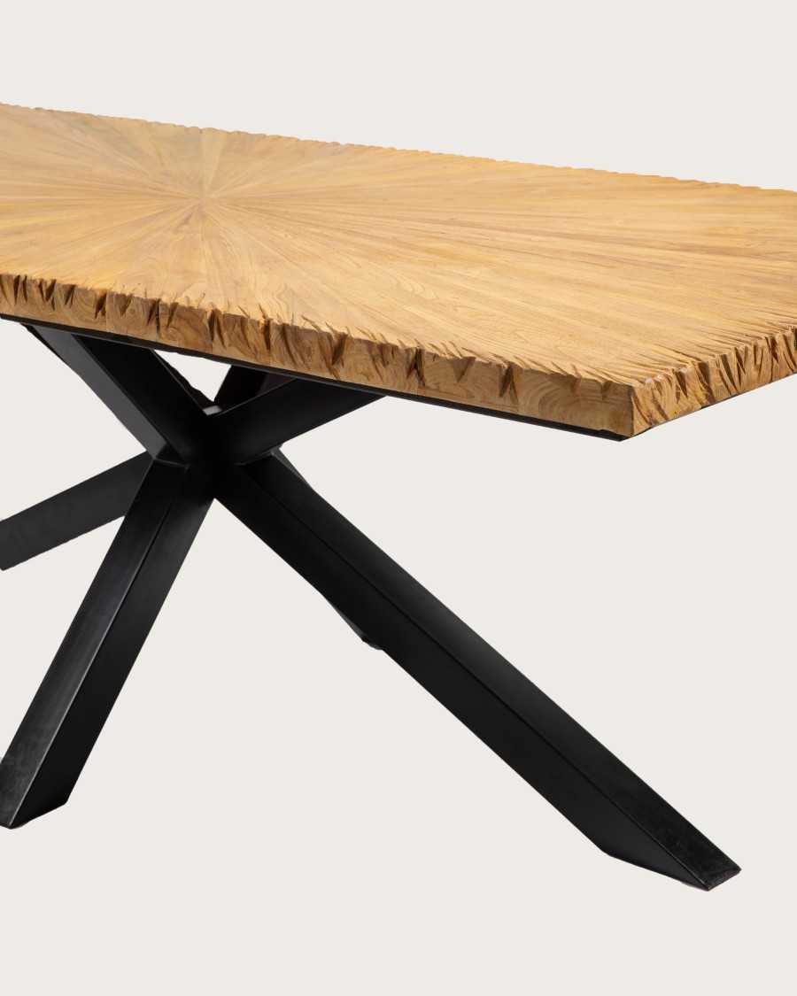 Sun - Tavolo da pranzo in teak massello con motivo a sole, L 200 cm, per 10 persone