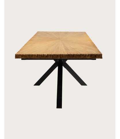 Sun - Mesa de comedor de teca maciza con diseño de sol, 200 cm, para 10 personas