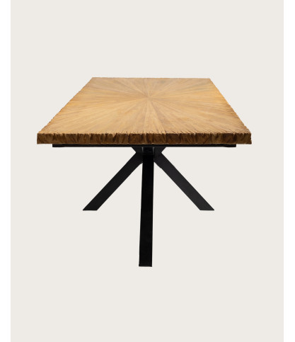 Zon - Massief teakhouten eettafel met zonmotief, L200 cm, 10 personen