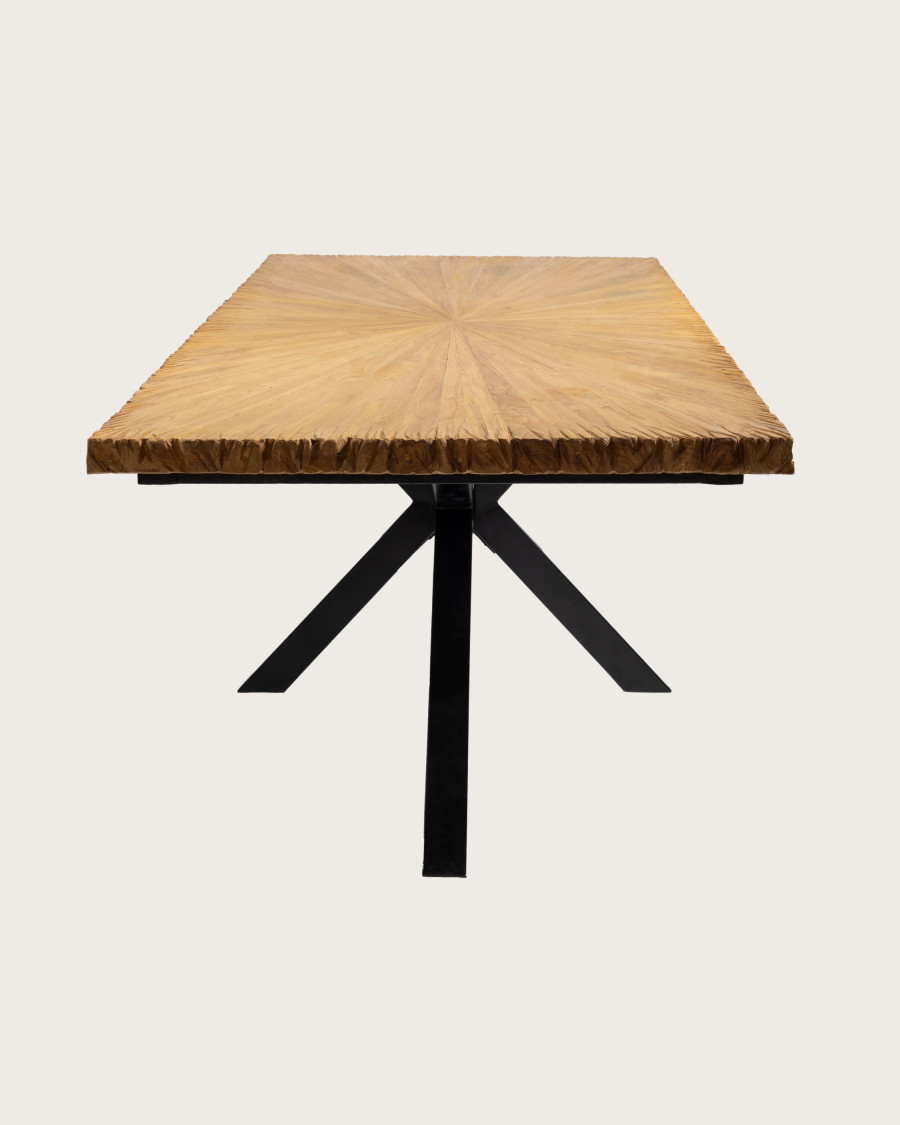 Tavolo da pranzo Sun in teak massello con motivo a sole, lunghezza 200 cm, 10 persone.
