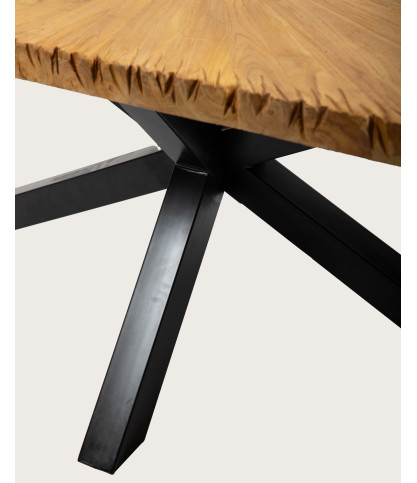 Sun - Table repas en teck massif motif soleil L200 cm 10 pers.