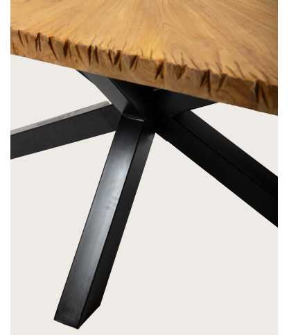 Sun - Tavolo da pranzo in teak massello con motivo a sole, L 200 cm, per 10 persone
