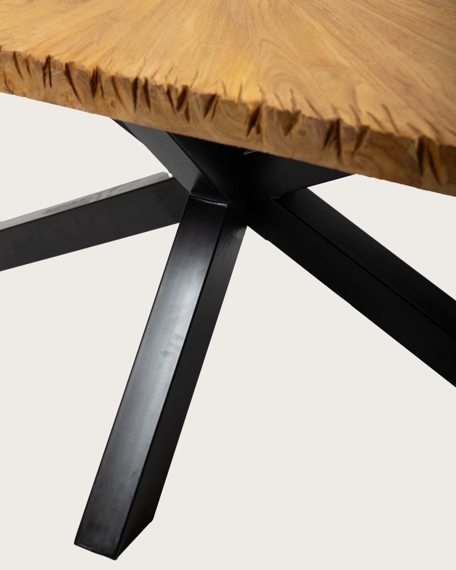 Tavolo da pranzo Sun in teak massello con motivo a sole, lunghezza 200 cm, 10 persone.