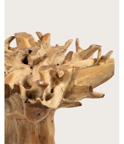 Forest - Table de jardin en bois brut de teck et en verre