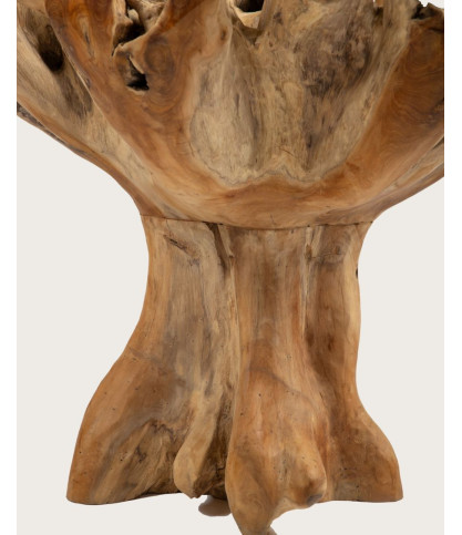 Forest - Table de jardin en bois brut de teck avec le plateau de verre