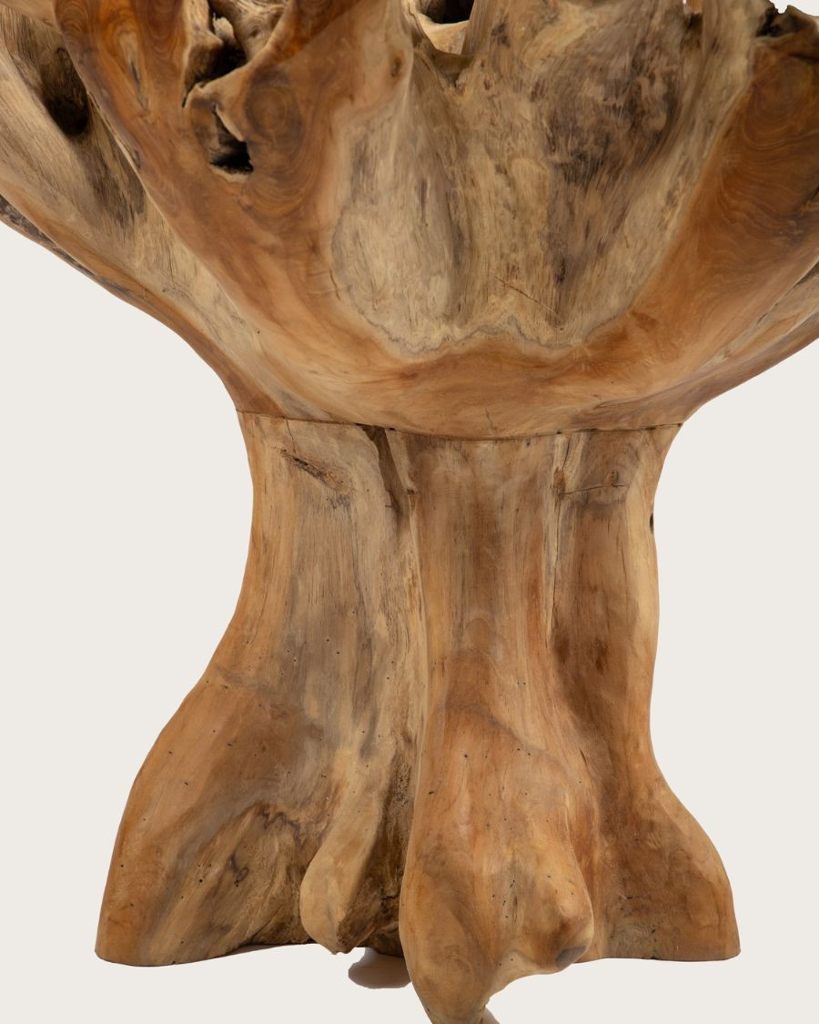 Forest - Table de jardin en bois brut de teck avec le plateau de verre