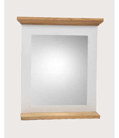 Inda - Rectangular Solid Wood Wall Mirror with Shelf