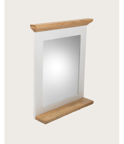 Inda - Espejo de pared rectangular de madera maciza