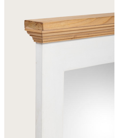 Inda - Espejo de pared rectangular de madera maciza con balda