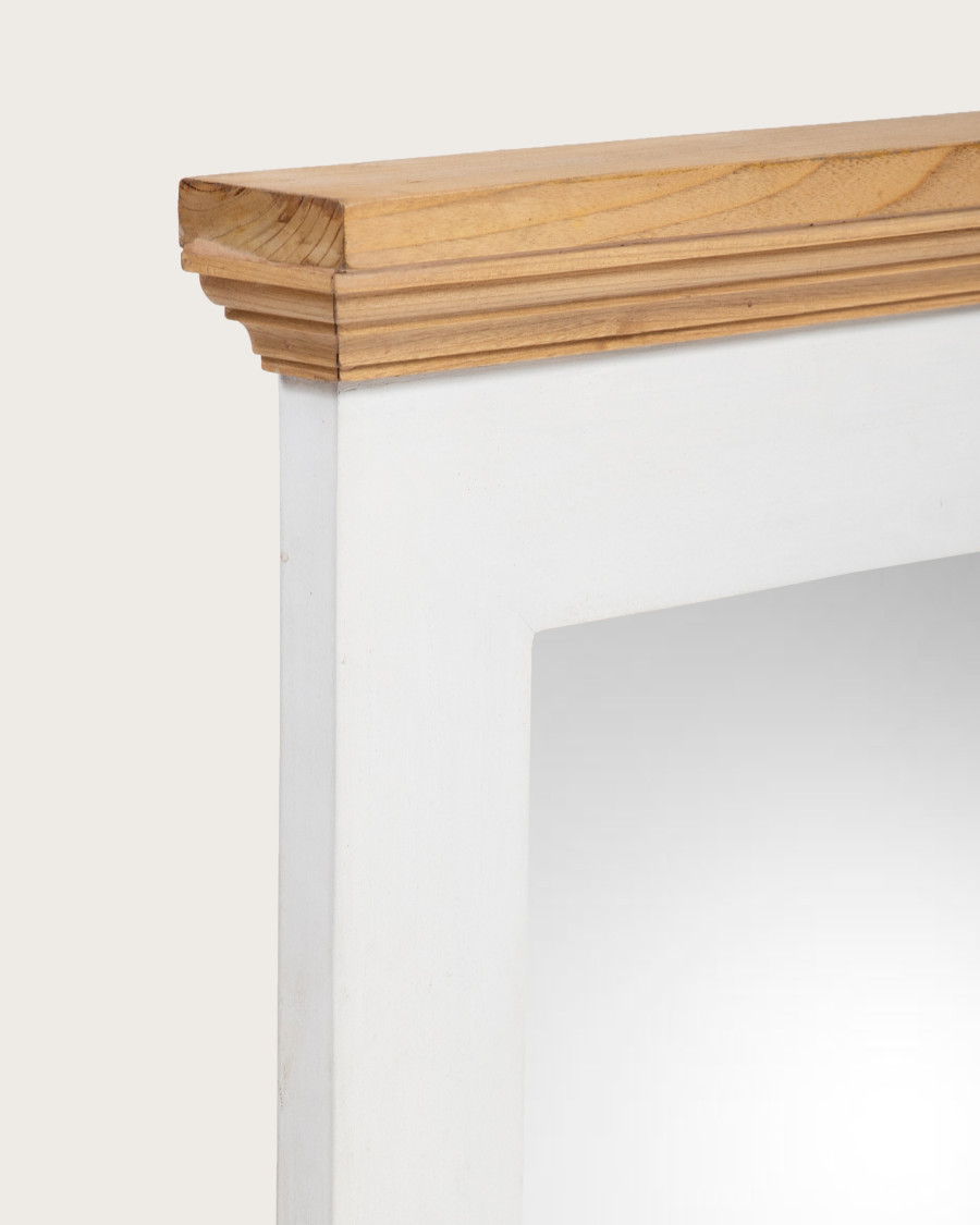 Inda - Rectangular Solid Wood Wall Mirror with Shelf