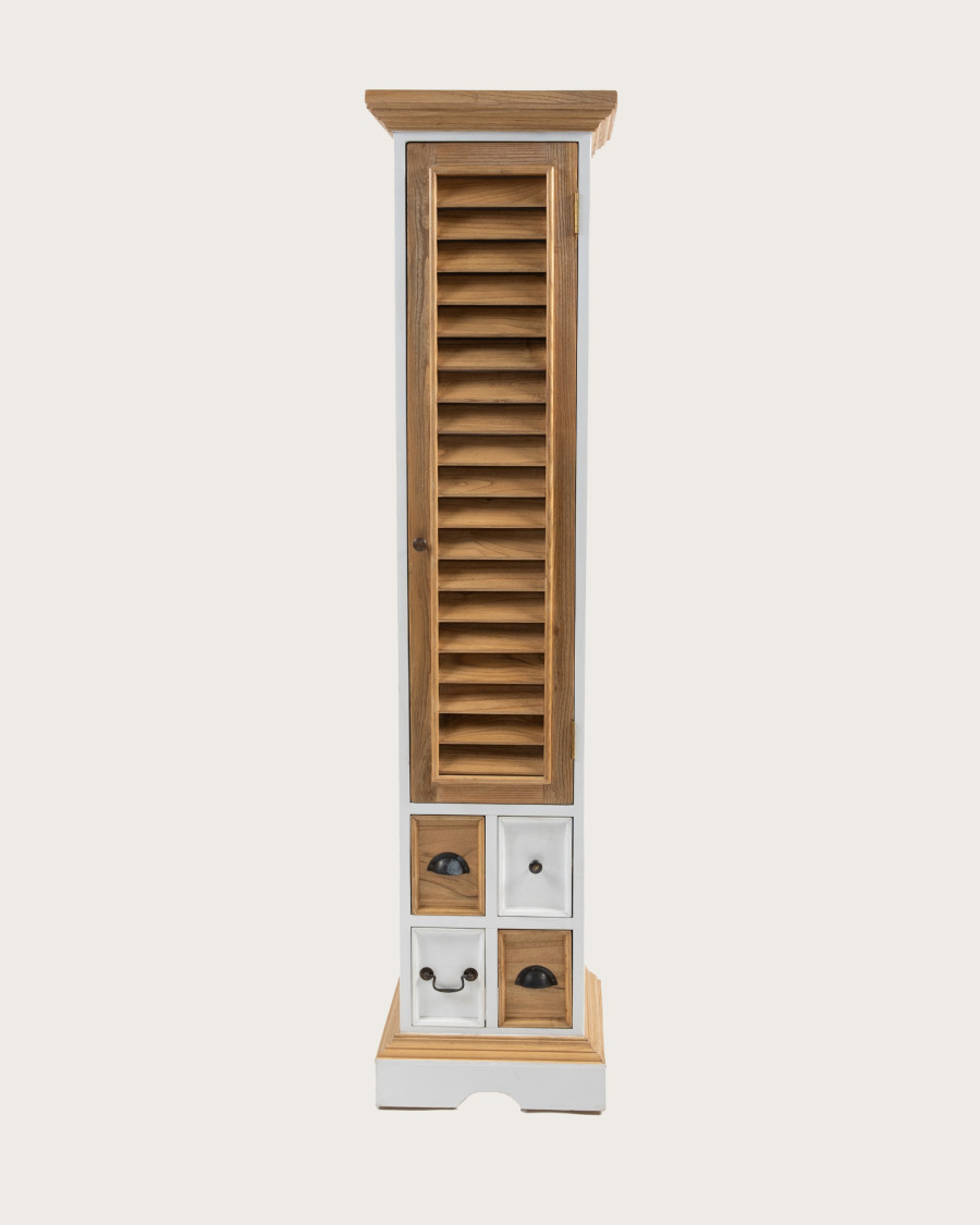 Inda - Columna de baño de madera maciza blanca y natural