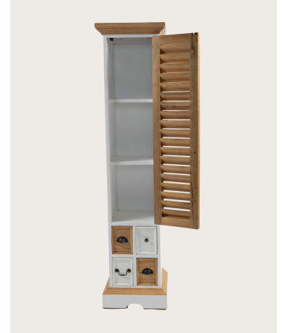 Inda - Columna de baño de madera maciza blanca y natural