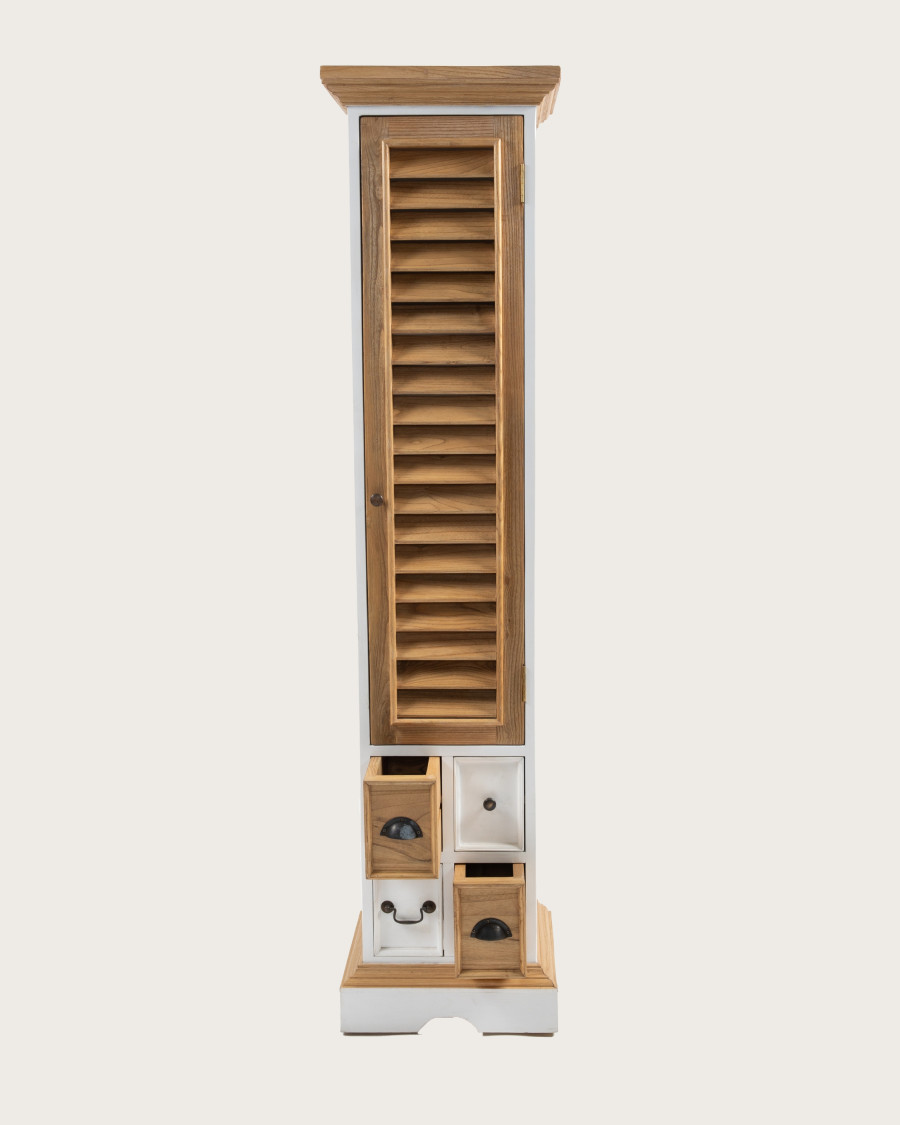 Inda - Columna de baño de madera maciza blanca y natural