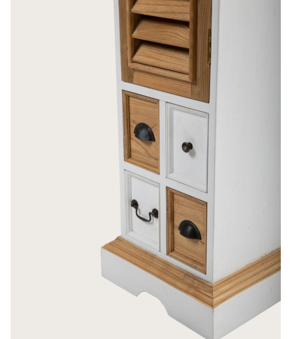 Inda - Columna de baño de madera maciza blanca y natural