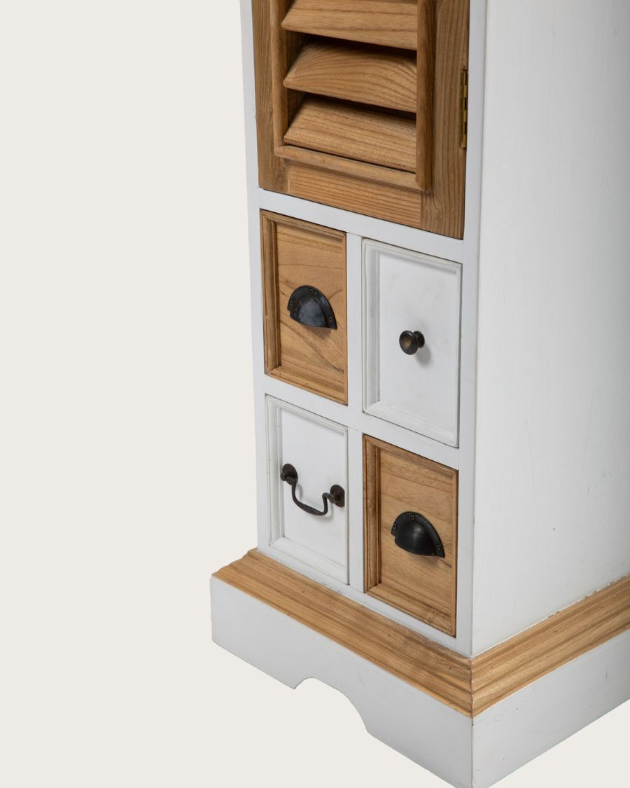 Inda - Columna de baño de madera maciza blanca y natural
